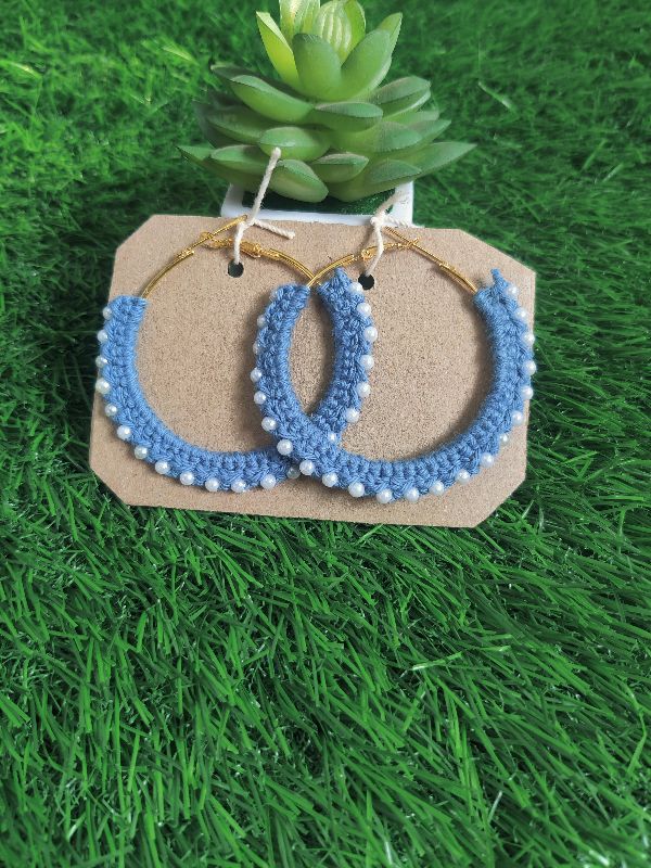 Steel Blue Pearl Hoops