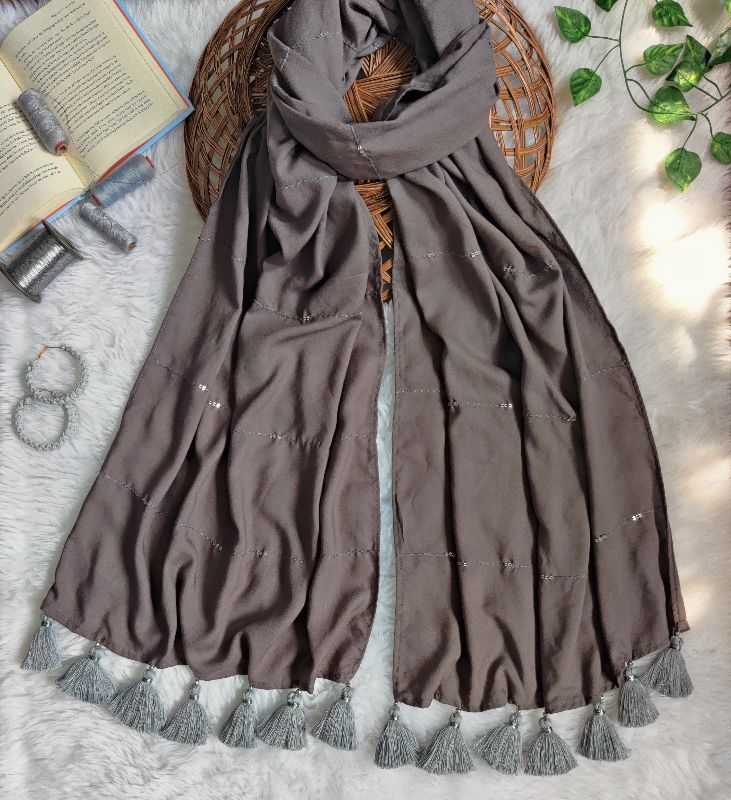 Grey Sequin Scarf