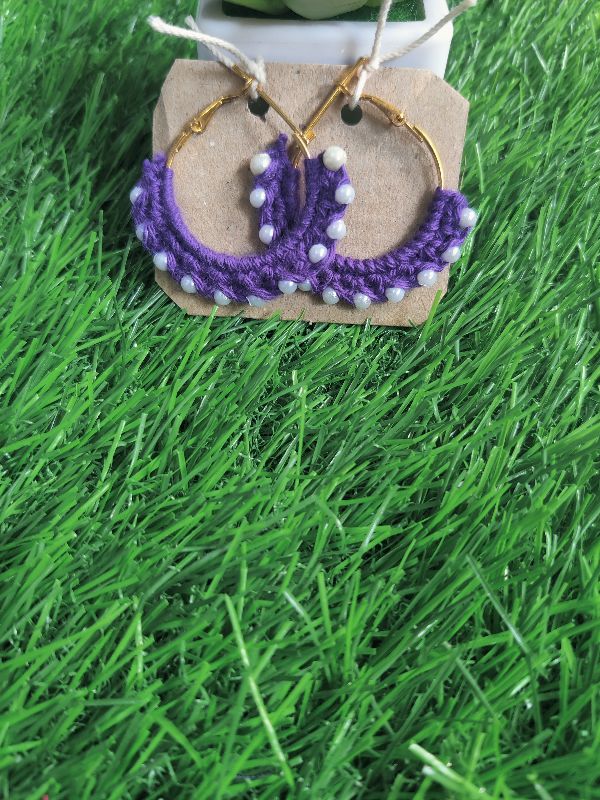 Purple Pearl Hoops