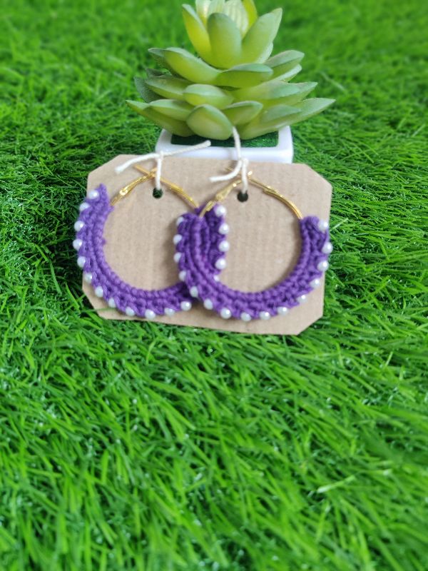 Purple Pearl Hoops
