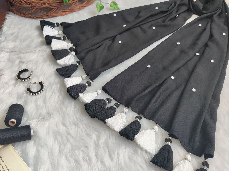 Black Knot Embroidered Scarf