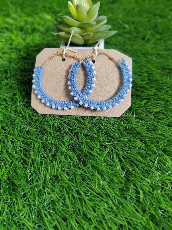 Steel Blue Pearl Hoops — photo 3
