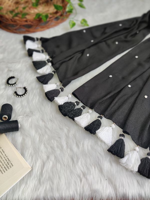 Black Knot Embroidered Scarf — photo 2