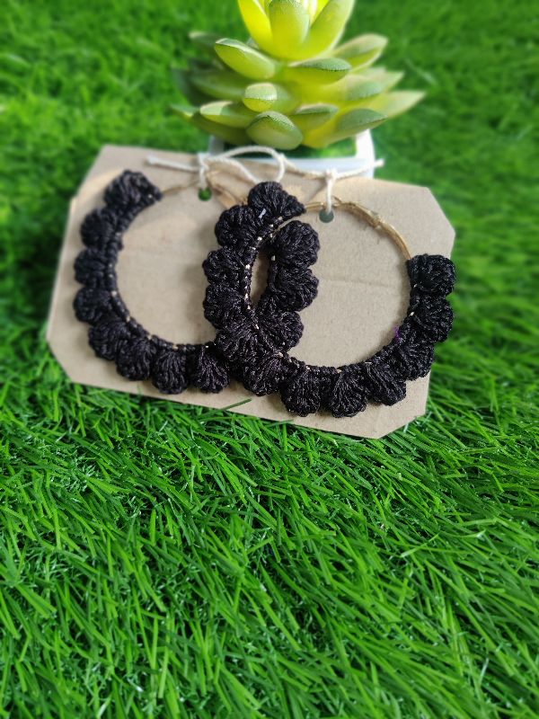 Black Hoop Earrings — photo 2