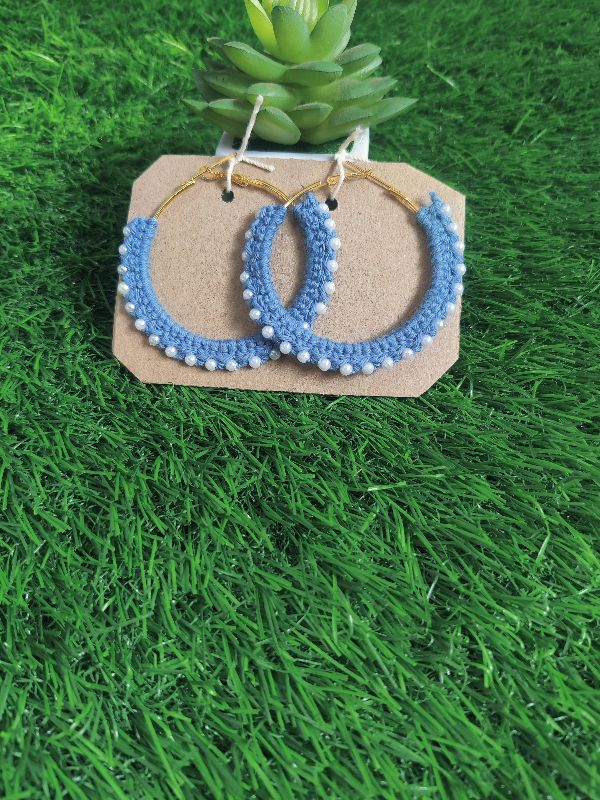Steel Blue Pearl Hoops — photo 2