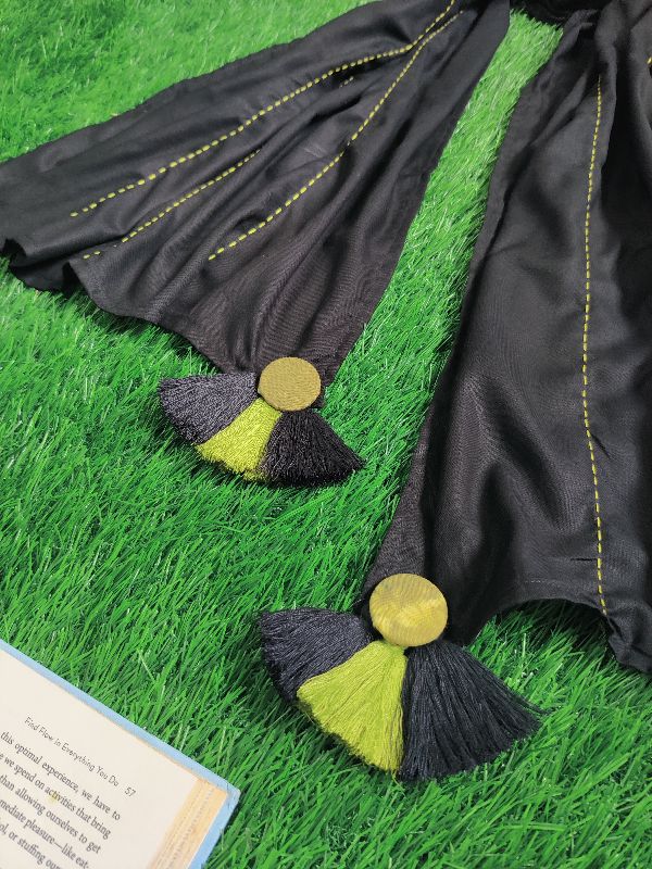 Black Kantha With Tie Dye Button Tassels — photo 3