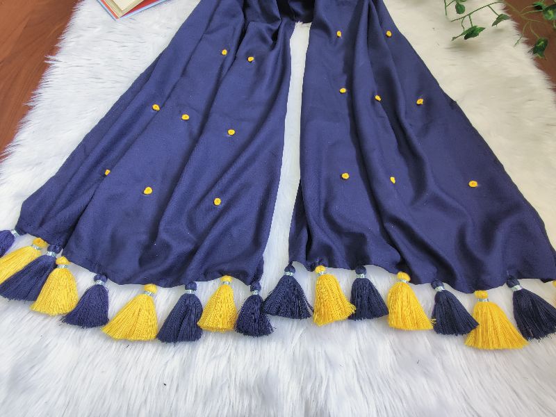 Blue Knot Embroidered Scarf — photo 5