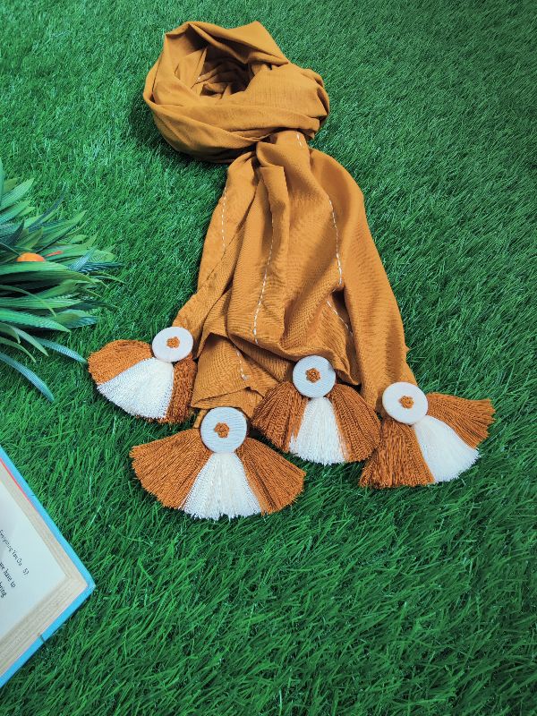 Mustard Kantha With Button Tassels — photo 5