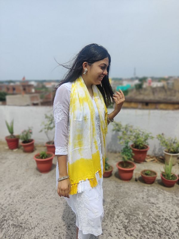 Yellow Tie And Dye Loop Scarf — photo 2