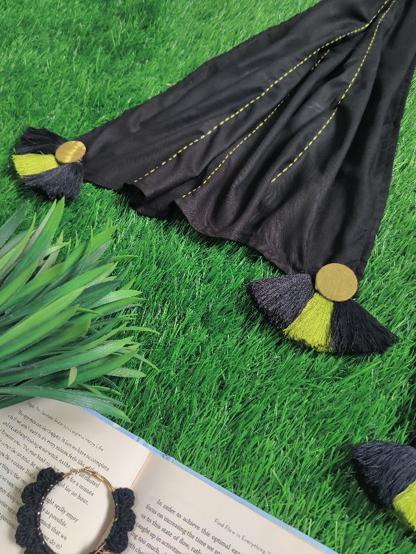 Black Kantha With Tie Dye Button Tassels — photo 4