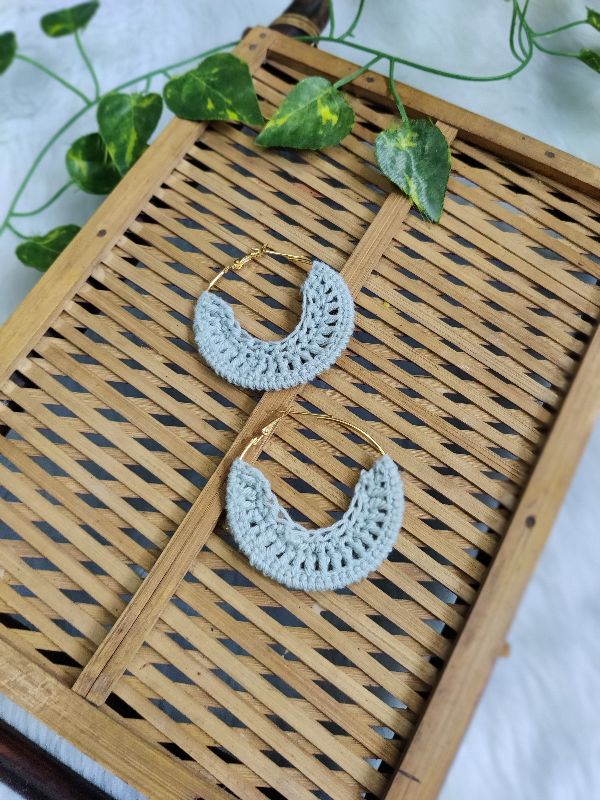 Light Grey Crochet Hoops — photo 2
