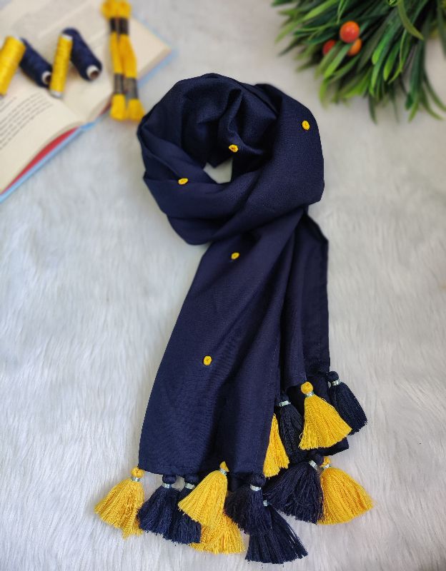 Blue Knot Embroidered Scarf — photo 2