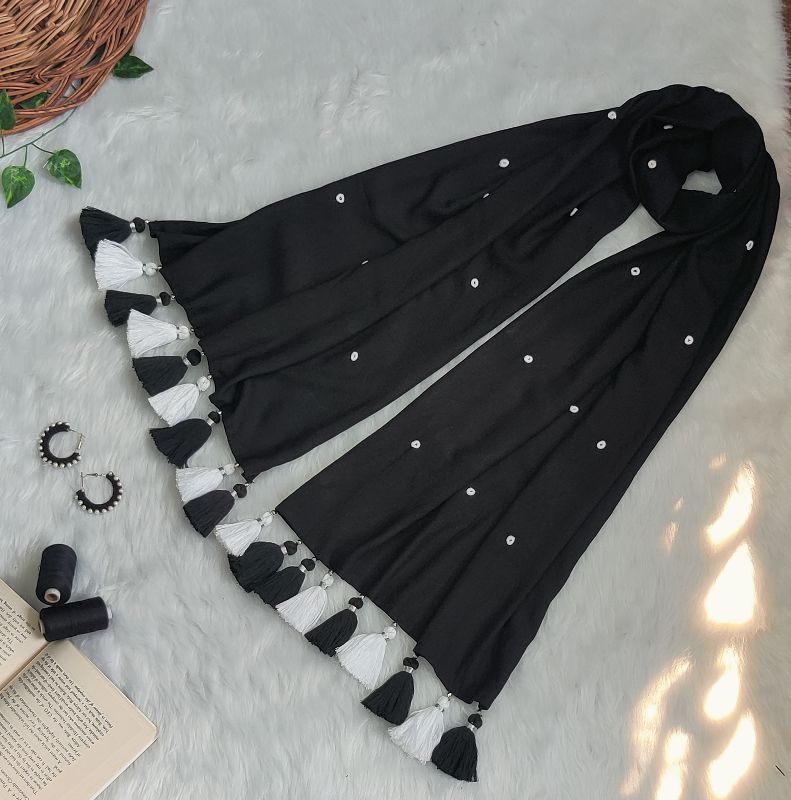 Black Knot Embroidered Scarf — photo 4