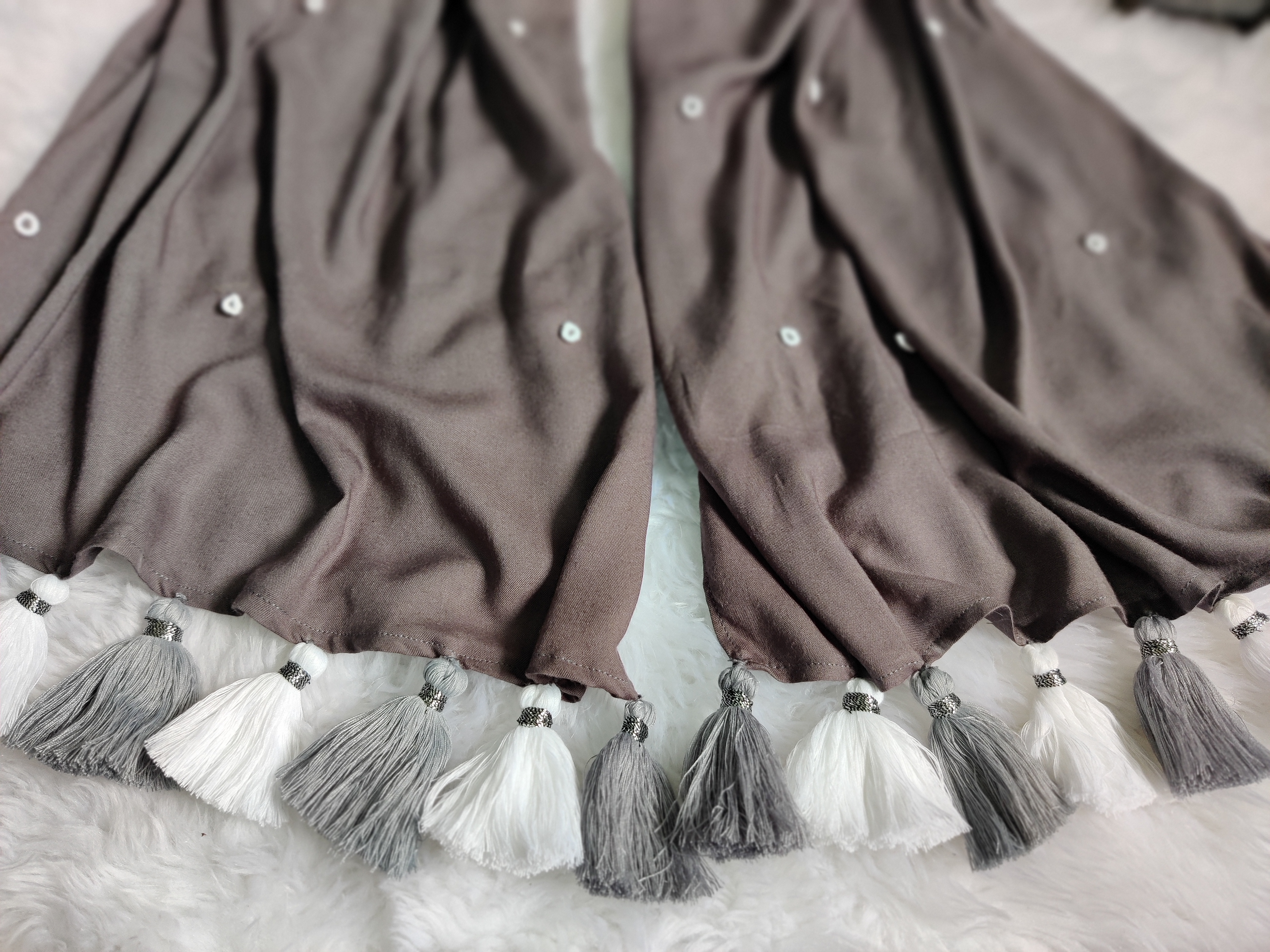 Grey Knot Embroidered Scarf — photo 3