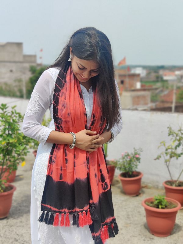 Peach And Black Loop Scarf — photo 3