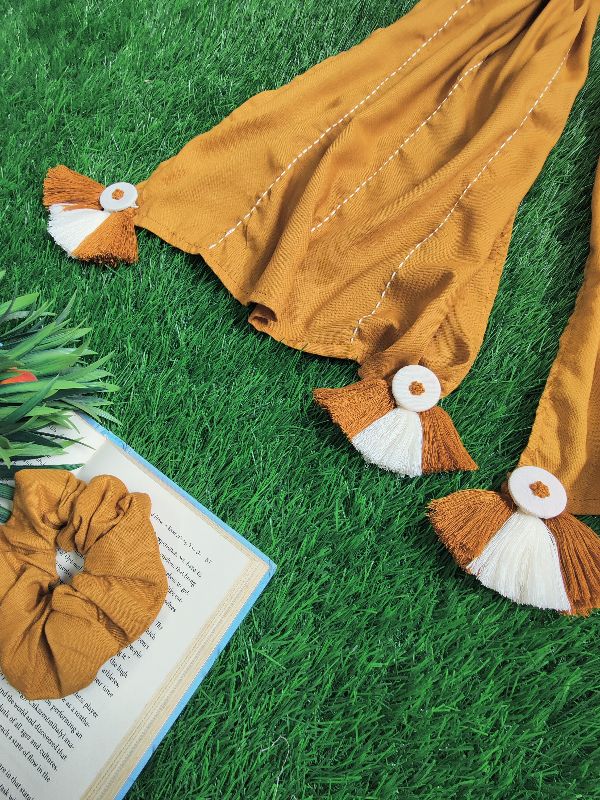 Mustard Kantha With Button Tassels — photo 6