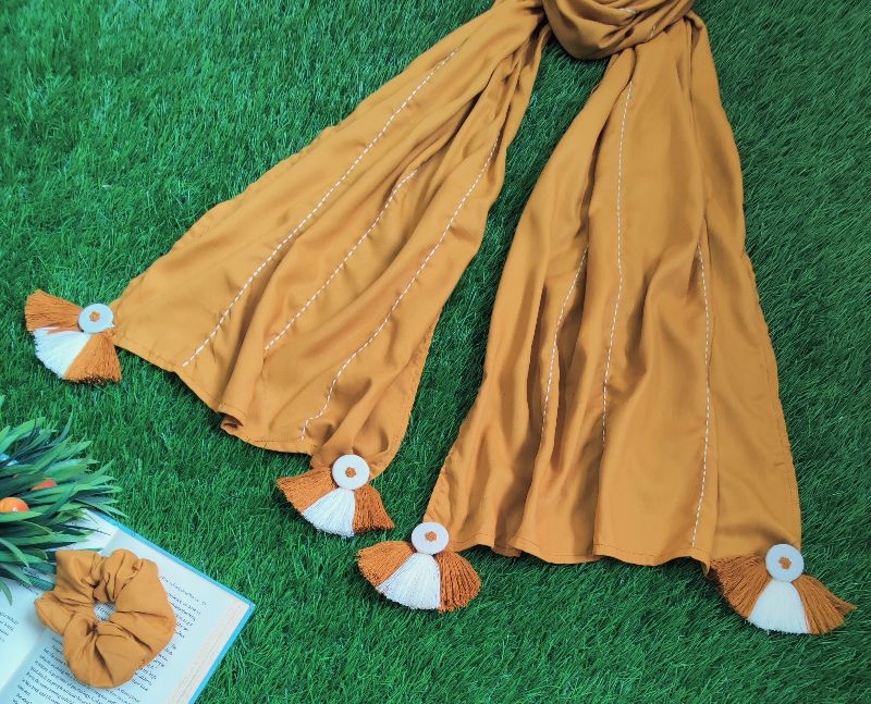 Mustard Kantha With Button Tassels — photo 2