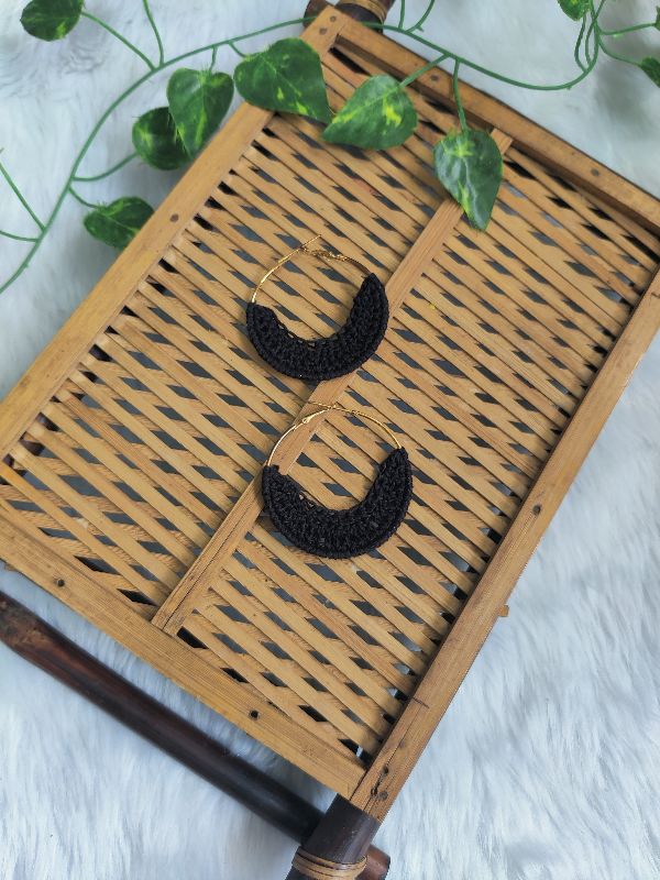 Black Crochet Hoops — photo 2