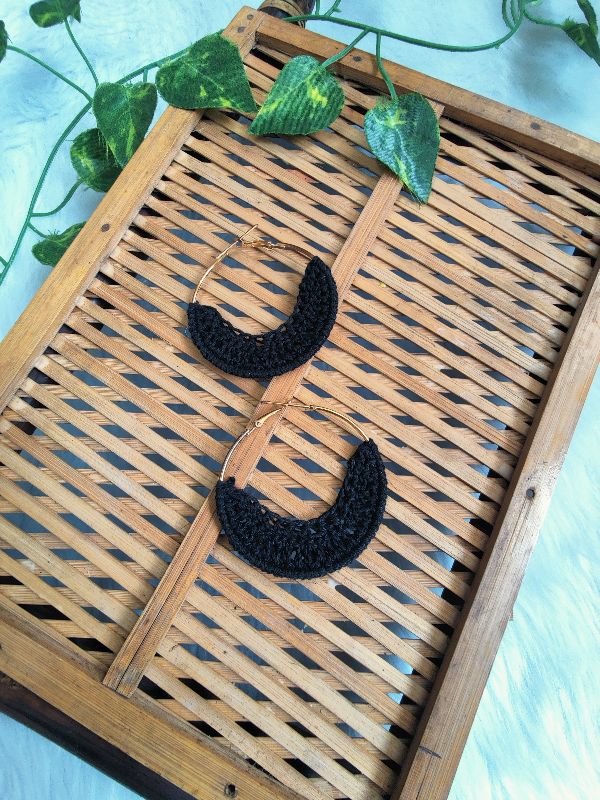 Black Crochet Hoops — photo 3